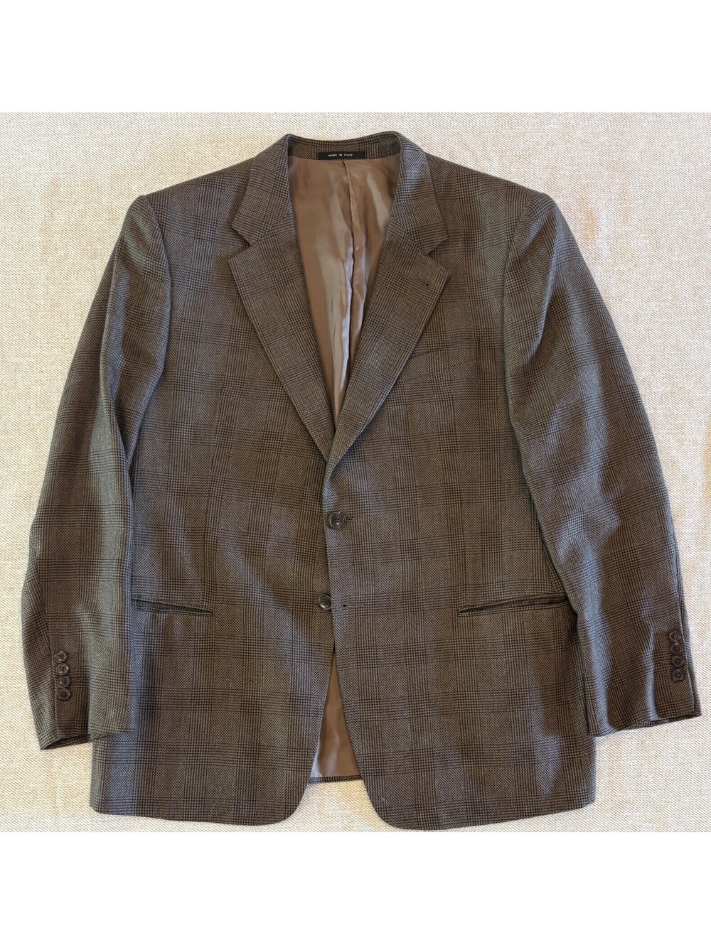 Armani Collezioni Cashmere Silk Blazer Sport Coat Glen Plaid Men's 46R Italy